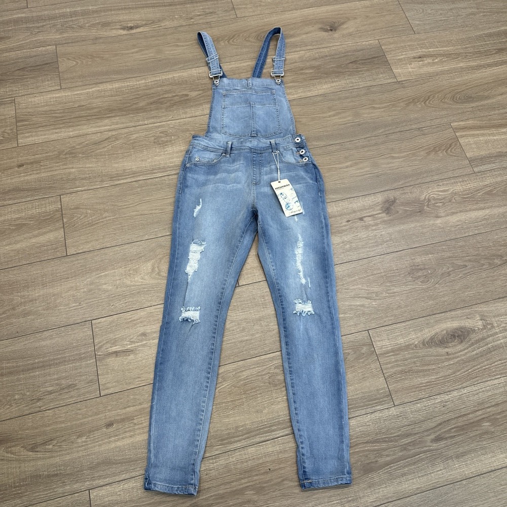 Highway Jeans Denim Overalls Women's Size 9-10 Slim Skinny Leg Stretch NWT